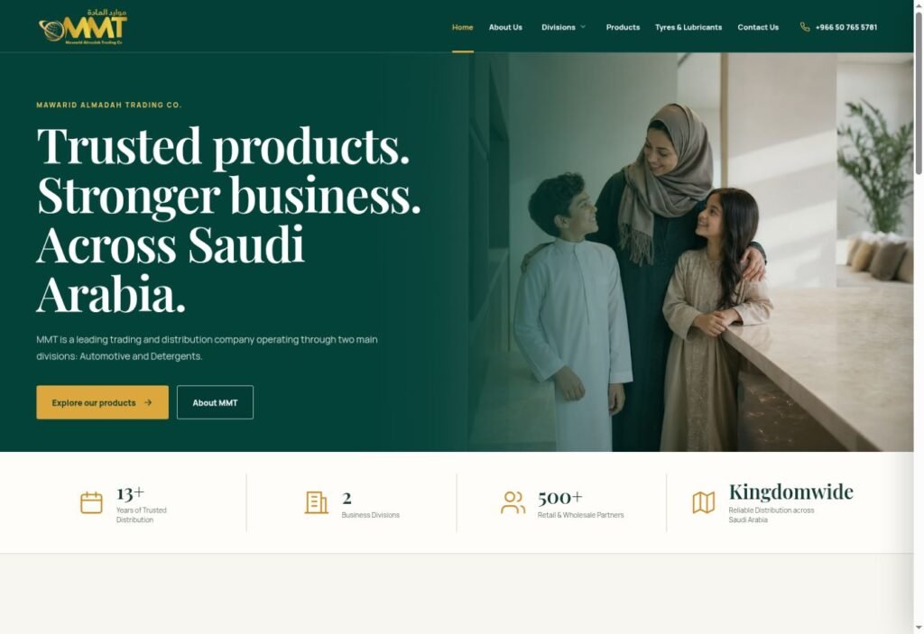 MMT Saudi Arabia trading company website homepage